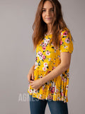 Agnes & Dora™ Relaxed Ruffle Tee Yellow/Coral Floral