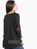 Agnes & Dora™ Urban Pullover Black with Heart Elbow