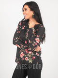 Agnes & Dora™ Cross Over Sweater Charcoal Floral