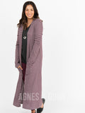 Agnes & Dora™ Duster Ribbed Burgundy Heather Grey Stripe