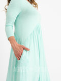 Agnes & Dora™ Muse Midi Dress Mint And Ivory Stripes