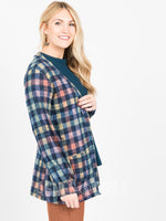 Agnes & Dora™ Blouson Essential Cardigan Navy Checkered