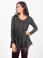 Agnes & Dora™ Muse Top Long Sleeve Black/White Vert Stripe