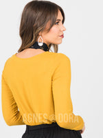 Agnes & Dora™ Everyday Tee Long Sleeve V-Neck Mustard