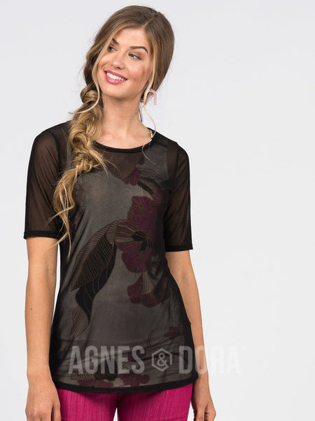 Agnes & Dora™ Fitted Tee Black Mesh