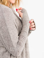 Agnes & Dora™ Open Front Thumbhole Cardi Mushroom/Black