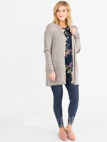 Agnes & Dora™ Open Front Thumbhole Cardi Mushroom/Black