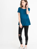 Agnes & Dora™ Relaxed Ruffle Tee Teal