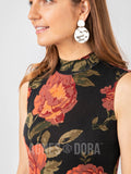 Agnes & Dora™ Fit & Flare Dress Mock Neck Perennial Rose - Sienna