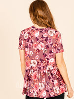 Agnes & Dora™ Relaxed Ruffle Tee Mauve Floral