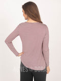 Agnes & Dora™ Fitted Tee Long Sleeve Burgundy/Ivory Stripe