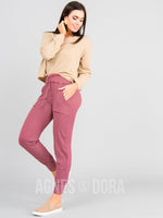 Agnes & Dora™ Classic Jogger Wine/Ivory Mini Stripe