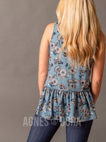 Agnes & Dora™ Relaxed Ruffle Tank Chambray/Blush Floral