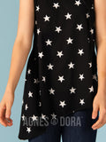 Agnes & Dora™ Asymmetrical Tank Black and White Stars