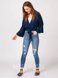 Agnes & Dora™ Kimono Tie Top Navy