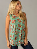 Agnes & Dora™ Essential Tank Deep Mint/Coral Floral