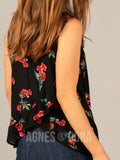 Agnes & Dora™ Crossover Tank Black/Coral Cluster Floral