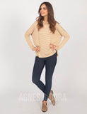 Agnes & Dora™ Dolman Turtleneck Mustard Stripe