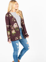 Agnes & Dora™ Cross Over Cardi Burgundy Floral