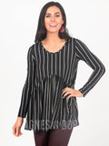 Agnes & Dora™ Muse Top Long Sleeve Black/White Vert Stripe