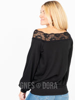 Agnes & Dora™ Off the Shoulder Lace Top Black