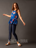 Agnes & Dora™ Relaxed Ruffle Tank Blue/Red Floral