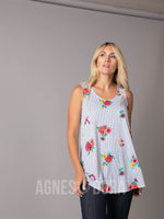 Agnes & Dora™ Essential Tank Denim Red Floral