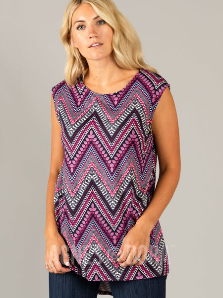 Agnes & Dora™ Essential Hi-Lo Tunic Pink Boho Chevron