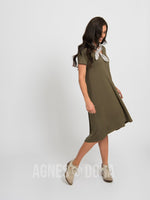 Agnes & Dora™ Hi-Lo Dress V-Neck in Olive