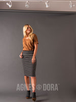 Agnes & Dora™ Pencil Skirt Black/Ivory Stripe