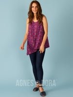 Agnes & Dora™ Asymmetrical Tank Fuchsia/Gold Mini Medallion