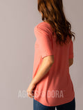 Agnes & Dora™ Notch V-Neck Tee Coral