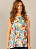 Agnes & Dora™ Crossover Tank Chambray Stripe Floral