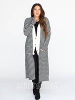 Agnes & Dora™ Duster Ribbed Black and Ivory Stripe