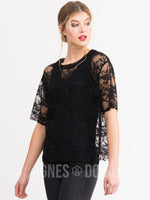 Agnes & Dora™ Mesh Tee Black Lace