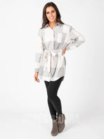 Agnes & Dora™ Flannel Tunic Line Plaid - Cream