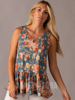 Agnes & Dora™ Relaxed Ruffle Tank Denim/Blush Floral