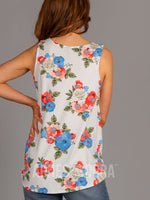 Agnes & Dora™ Essential Tank Scoop Neck Ivory/Coral Floral