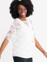 Agnes & Dora™ Mesh Tee Ivory Lace