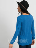 Agnes & Dora™ Fitted Tee Long Sleeve Heather Azure