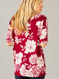 Agnes & Dora™ Urban Pullover Double V-Neck Magenta/Ivory Floral