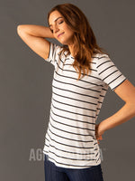 Agnes & Dora™ Crew Top White/Black Stripe