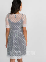 Agnes & Dora™ Short Mesh Easy Dress White Dot