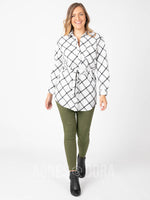 Agnes & Dora™ Flannel Tunic Windowpane - Ivory/Black