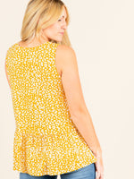 Agnes & Dora™ Relaxed Ruffle Tank Mustard/Ivory Animal