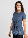 Agnes & Dora™ Side Seam Sash Top Denim Heather