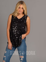 Agnes & Dora™ Essential Tank - V-Neck Black Stars