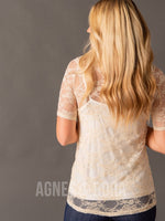 Agnes & Dora™ Fitted Tee Cream Lace