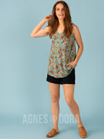 Agnes & Dora™ Essential Tank Dark Sage/Red Floral