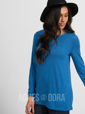 Agnes & Dora™ Fitted Tee Long Sleeve Heather Azure